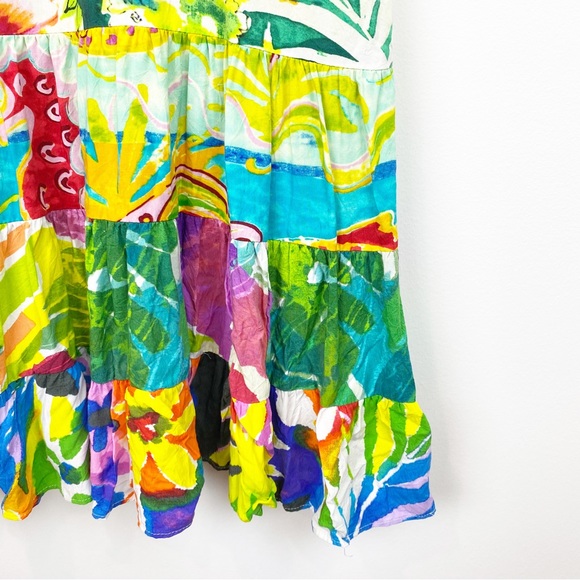 Jams World | Hattie Floral Tropical Print Tiered Dress in Jungle Splash - Picture 2 of 7